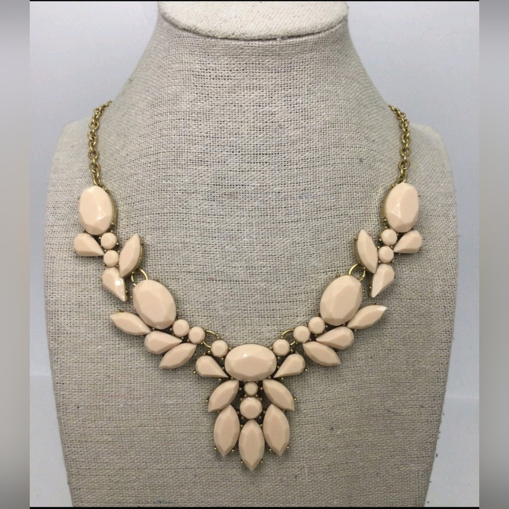 J. Crew Beige Rhinestone Statement Necklace 18"